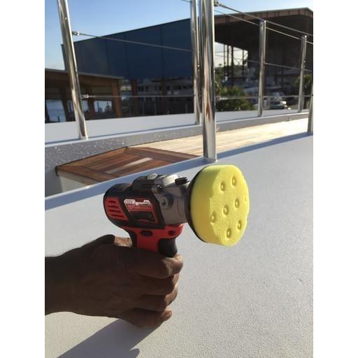 Yellow Mini Cutting Pad w/ CCS Tech 3" - on machine - Lat 26 Degrees
