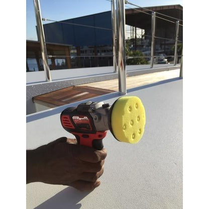Yellow Mini Cutting Pad w/ CCS Tech 3" - on machine - Lat 26 Degrees